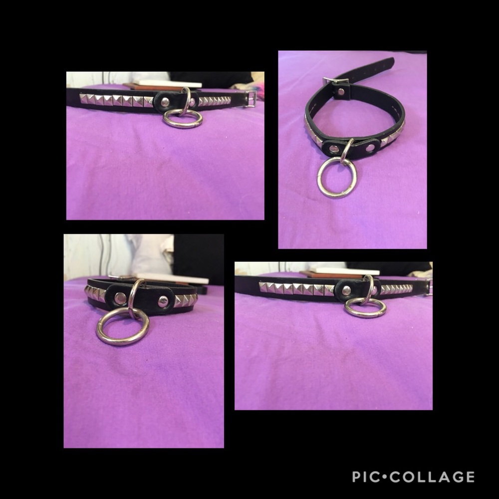 Black leather choker